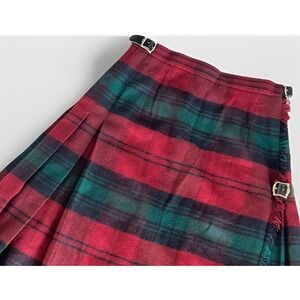 Cashmere Wool Tartan Plaid Skirt 6/24" Red‎ Green Kilt Laird Portch Scotland